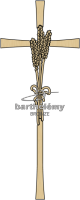 Croce romana Bronzo con mazzo di spighe di grano